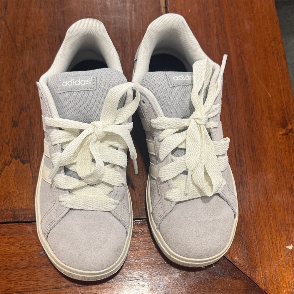 Adidas Light Gray Sneakers with Cream Laces